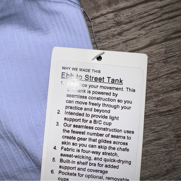 NWT Lululemon Ebb to Street Tank Top PSLB Pastel Blue Size 4/6/10/12 - Picture 3 of 9
